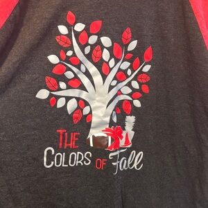 3/4 Sleeve Colors of Fall foot all tee Gray and Red